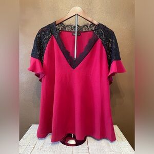 a new day Red and Black Lace Women's Blouse